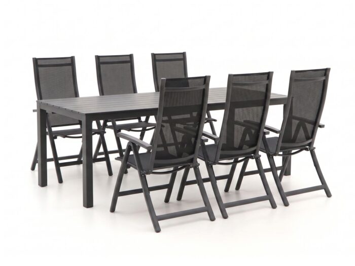 Bellagio tuinmeubelen Bellagio Trappeto/Menzano 220cm dining tuinset 7-delig verstelbaar Laagste prijsgarantie! – Grijs