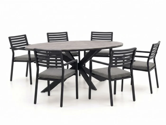 Bellagio tuinmeubelen Rumo/Fidenza ovaal 220cm dining tuinset 7-delig stapelbaar