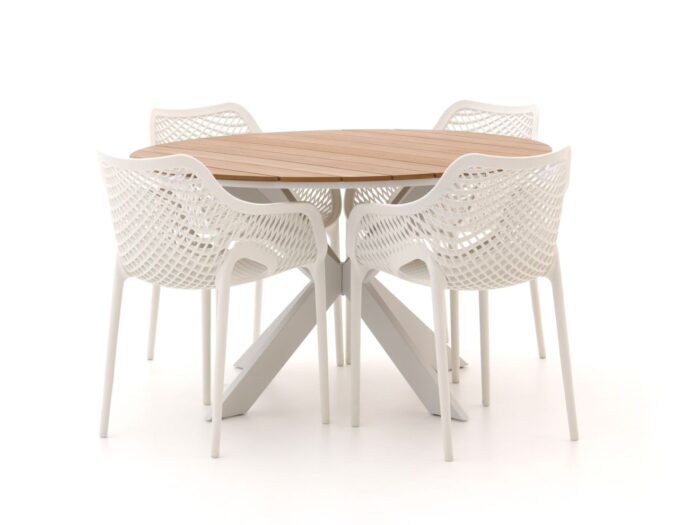 Forza Furniture Ripi/Fidenza ø126cm dining tuinset 5-delig stapelbaar – Wit