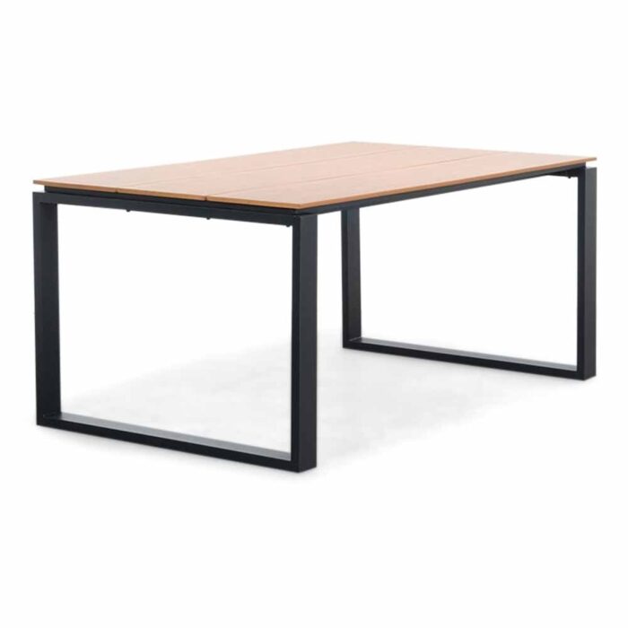LUX outdoor living Helsinki dining tuintafel 4 personen | polywood + aluminium | Natural Wood | 160cm – Taupe – Naturel – Bruin