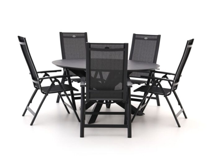 Hartman tuinmeubelen Hartman Troy/Lodola ø 150cm dining tuinset 6-delig verstelbaar Laagste prijsgarantie! – Zwart