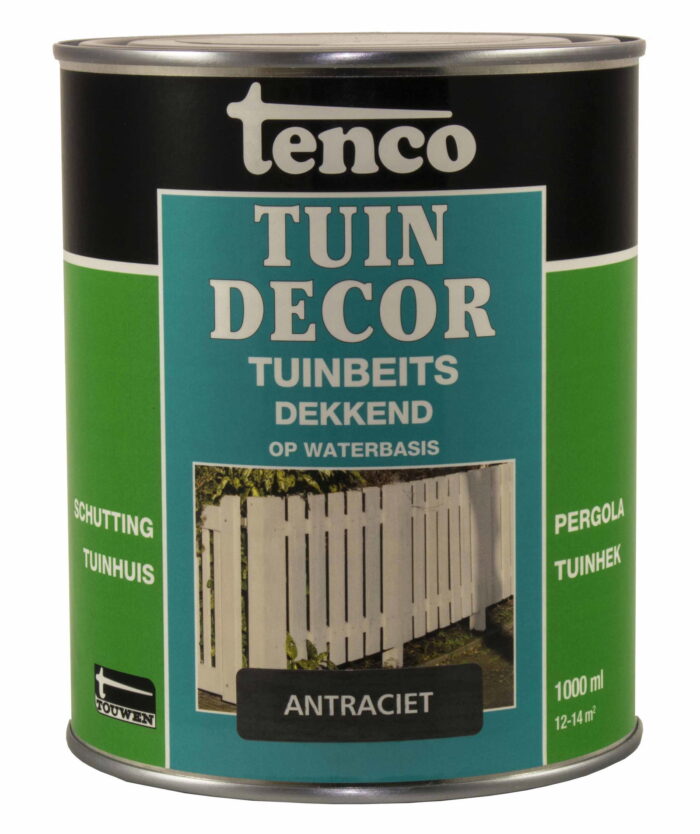 Tenco Tuindecor dekkend antraciet 1l verf/beits – zwart