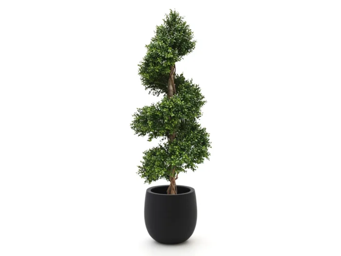 Designplants + 10% kassakorting | Designplants/Luca Lifestyle Buxus spiraal kunstboom (h:140cm) met Grigio Balloon bloempot - Groen