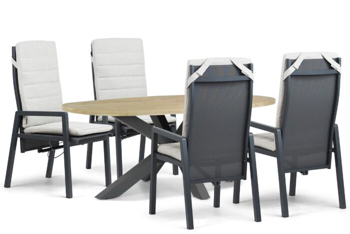 Lifestyle Garden Furniture Vivaro/Brookline 200×110 cm dining tuinset 5-delig – Grijs-antraciet