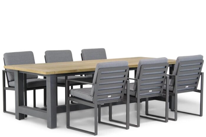 Santika Furniture Zaga/San Francisco 260 cm dining tuinset 7-delig – Grijs-antraciet