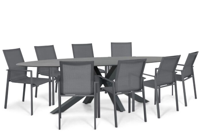 Lifestyle Garden Furniture Timo/Ellisse 280×118 cm dining tuinset 9-delig – Grijs-antraciet