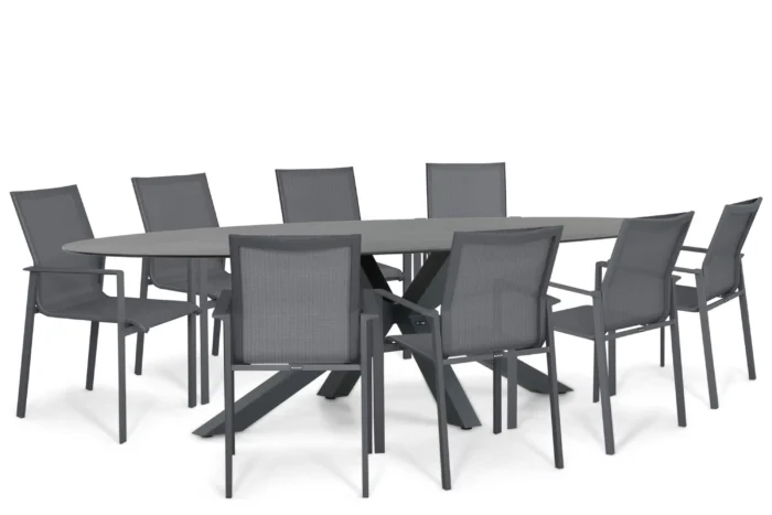 Lifestyle Garden Furniture Timo/Ellisse 280x118 cm dining tuinset 9-delig - Grijs-antraciet