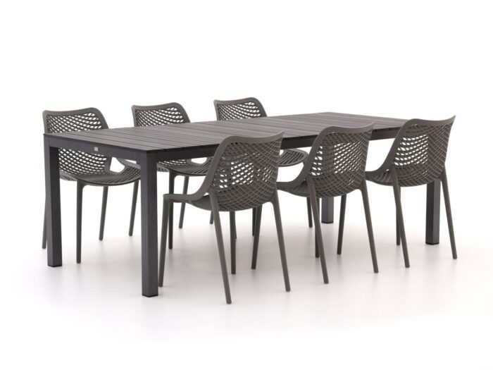Forza Furniture Ripi/Fidenza 220cm dining tuinset 7-delig stapelbaar – Grijs
