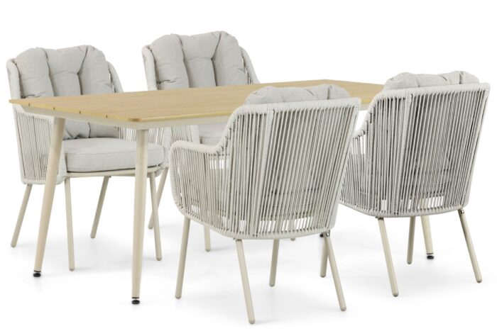 Santika Furniture Nanda/Matale 180 cm dining tuinset 5-delig – Taupe-naturel-bruin