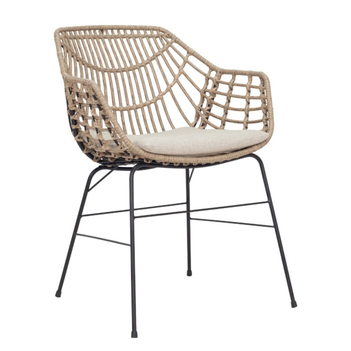 BUITEN living Charlotte dining tuinstoel | wicker + staal | Bamboo taupe – Zand