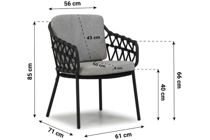 4 Seasons Outdoor Seasons Calpi dining tuinstoel antraciet - Grijs-antraciet