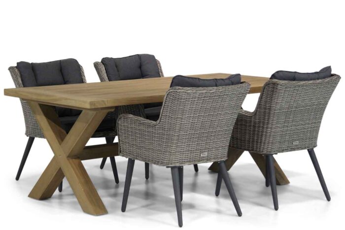 Garden Collections Boston/Oregon 200 cm dining tuinset 5-delig – Grijs-antraciet