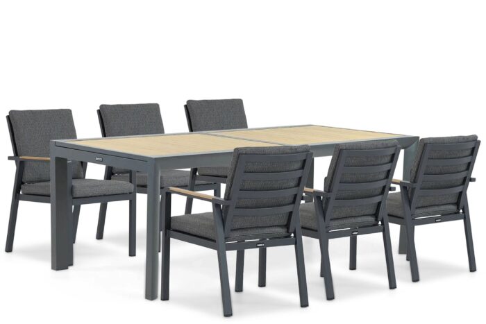 Lifestyle Garden Furniture Marseille/Rosarno 214/273 cm dining tuinset 7-delig – Grijs-antraciet