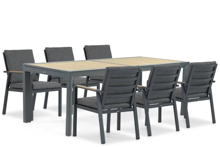 Lifestyle Garden Furniture Marseille/Rosarno 214/273 cm dining tuinset 7-delig - Grijs-antraciet