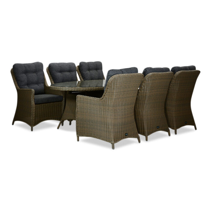 Denza Furniture Madrid Ash Grey dining tuinset | 6 personen | wicker | 200cm ovaal