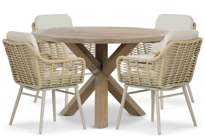 Coco Antoni/Sand City 120 cm dining tuinset 5-delig – Taupe-naturel-bruin