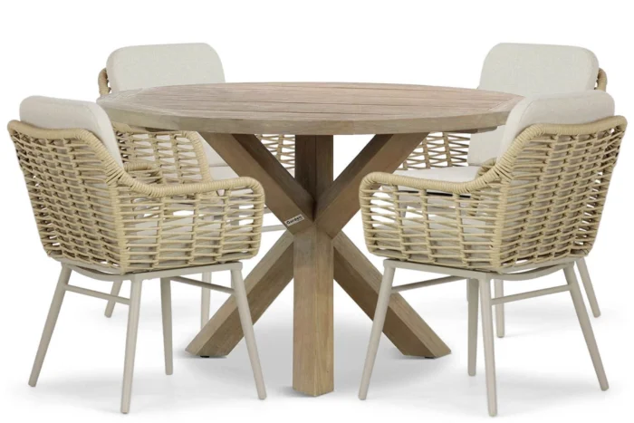 Coco Antoni/Sand City 120 cm dining tuinset 5-delig - Taupe-naturel-bruin