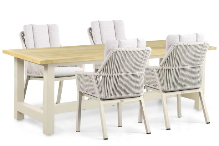 Lifestyle Garden Furniture Verona/San Francisco 200 cm dining tuinset 5-delig – Taupe-naturel-bruin