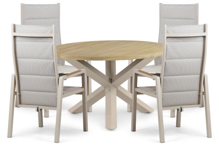 Lifestyle Garden Furniture Essence/Rockville 120 cm dining tuinset 5-delig - Taupe-naturel-bruin