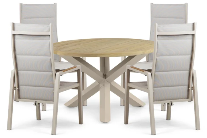 Lifestyle Garden Furniture Essence/Rockville 120 cm dining tuinset 5-delig - Taupe-naturel-bruin
