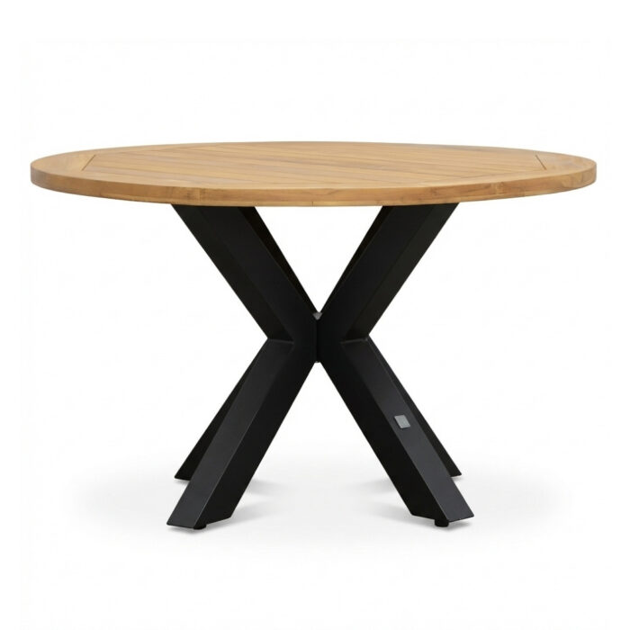 LUX outdoor living Cleve dining tuintafel 4 personen | teakhout + aluminium | Natural Teak/antraciet | 120cm rond