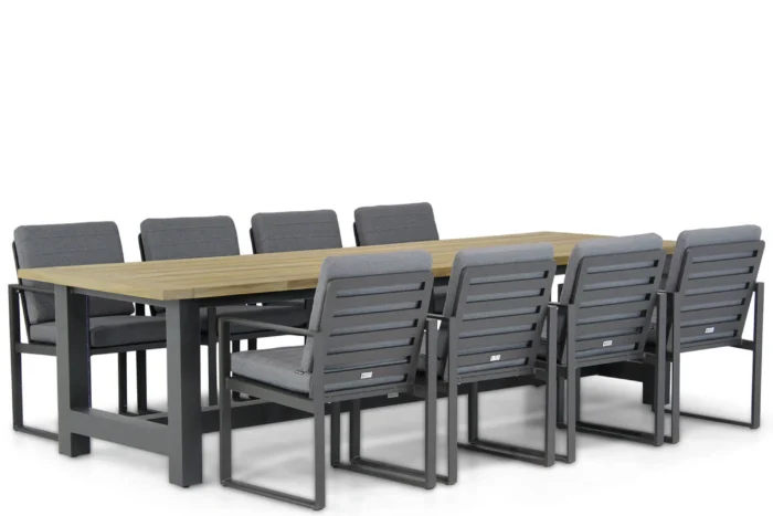 Santika Furniture Zaga/San Francisco 300 cm dining tuinset 9-delig - Grijs-antraciet