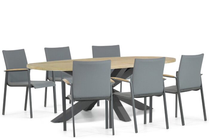 Lifestyle Garden Furniture Brandon/Brookline 240 cm dining tuinset 7-delig – Grijs-antraciet