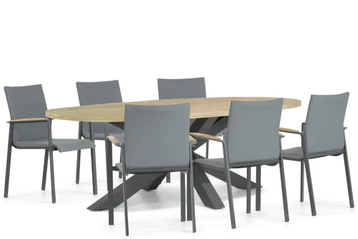 Lifestyle Garden Furniture Brandon/Brookline 240 cm dining tuinset 7-delig - Grijs-antraciet