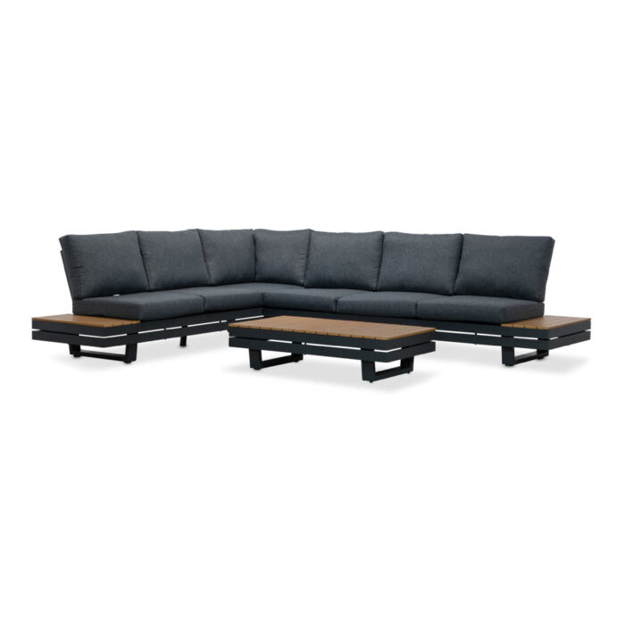 LUX outdoor living Vegas hoek loungeset-links 6 personen incl. tafel | aluminium + polywood | antraciet | 5-delig