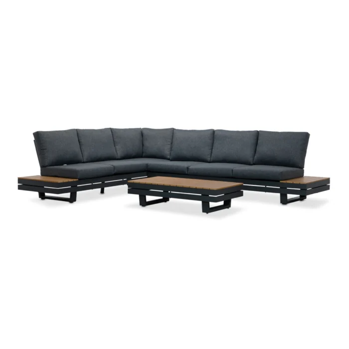 LUX outdoor living Vegas hoek loungeset-links 6 personen incl. tafel | aluminium + polywood | antraciet | 5-delig