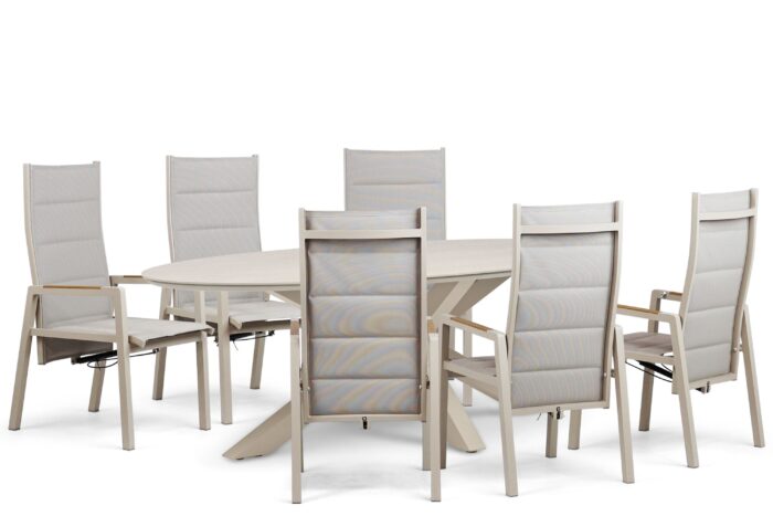 Lifestyle Garden Furniture Essence/Lunea 240x120 cm dining tuinset 7-delig - Taupe-naturel-bruin