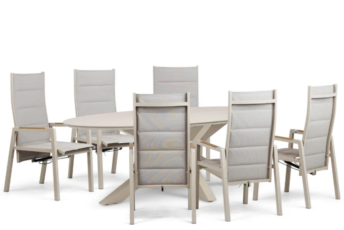 Lifestyle Garden Furniture Essence/Lunea 240x120 cm dining tuinset 7-delig - Taupe-naturel-bruin