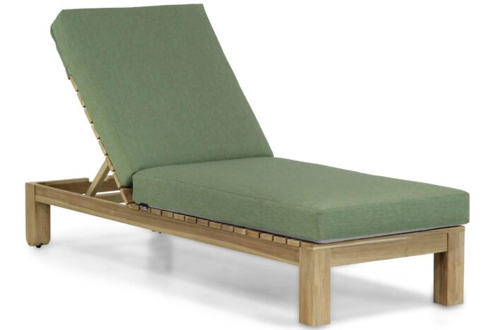 Santika Furniture Arlington lounger met green kitsilano kussen – Old teak greywash