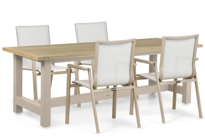 Lifestyle Garden Furniture Fiora/San Francisco 200×100 cm dining tuinset 5-delig – Zand/Beige