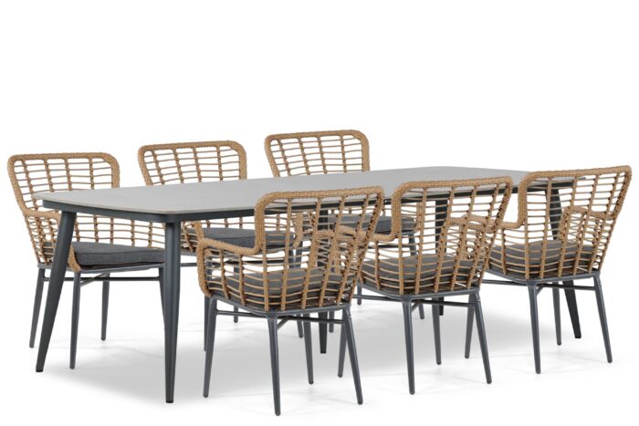 Lifestyle Garden Furniture Toledo/Vienna 240 cm dining tuinset 7-delig – Taupe-naturel-bruin