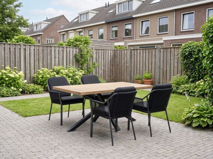 Tierra Outdoor Liv/Montorio 160cm dining tuinset 5-delig stapelbaar Laagste prijsgarantie!