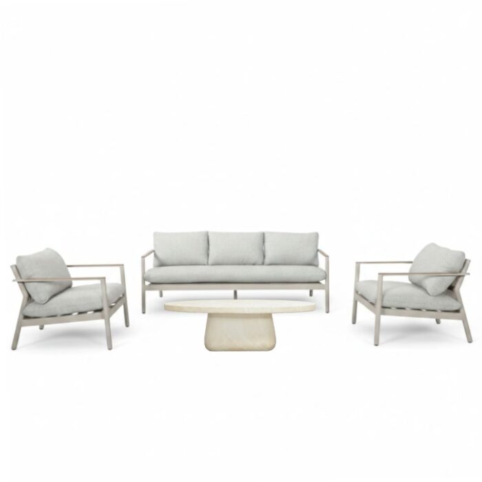 BUITEN living Florence/Luna stoel-bank loungeset 5 personen | aluminium + touw | beige | 4-delig