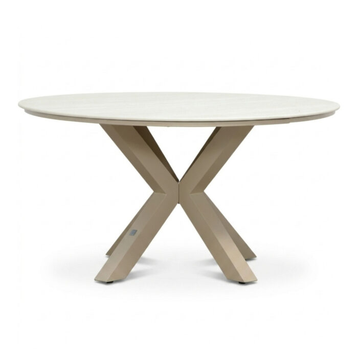 LUX outdoor living Calma dining tuintafel 5 personen | sintered stone + aluminium | Marble Latte | 140cm rond