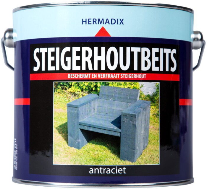 Hermadix Beits steigerhout antraciet 2500 ml – zwart