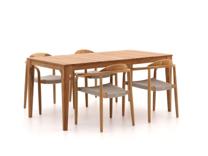 Bellagio tuinmeubelen Berbaro/Bruca 170cm dining tuinset 5-delig stapelbaar – Bruin