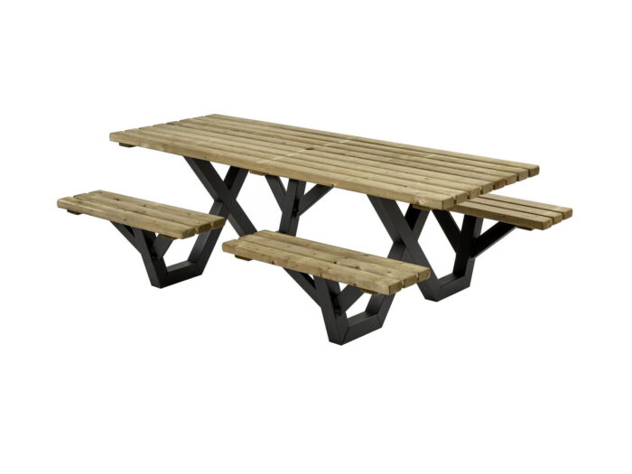 Talen buitenmeubelen Picknicktafel geimpregneerd metalen frame open instap