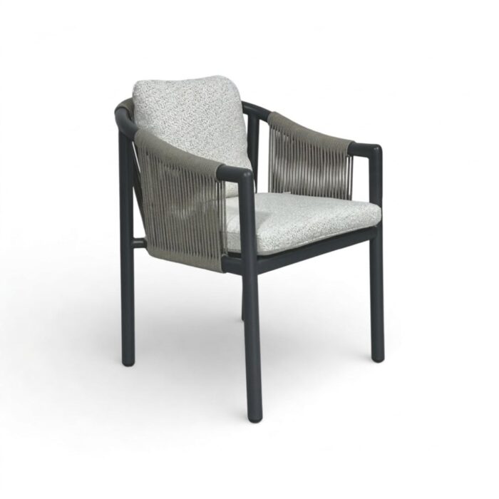 BUITEN living Sora dining tuinstoel | touw + aluminium | antraciet