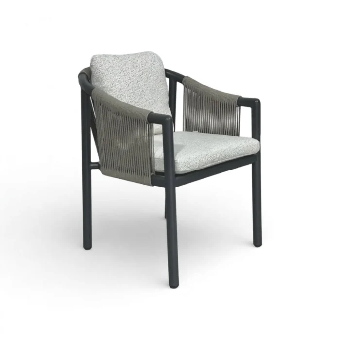 BUITEN living Sora dining tuinstoel | touw + aluminium | antraciet
