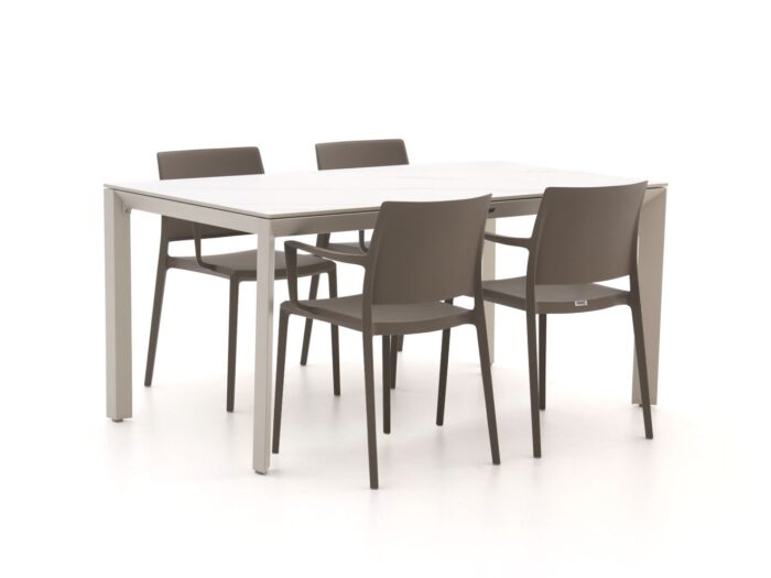 Forza Furniture Forza Sile/Sestino 160cm dining tuinset 5-delig stapelbaar Laagste prijsgarantie! – Wit