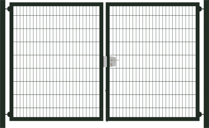 Metalen Tuinpoort dubbelstaafmatten dubbel 203cm hoog en 400cm breed