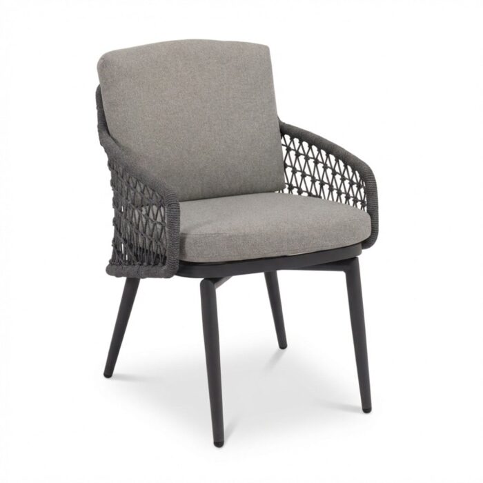 BUITEN living Vedra dining tuinstoel | touw + aluminium | antraciet