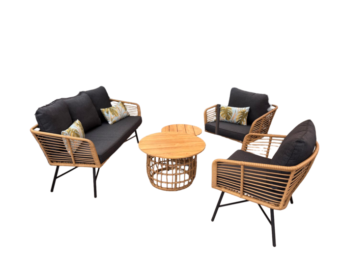 Driesprong collection Castro loungeset zwart teak 5-delig