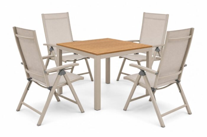 Hartman Alice Comfort/Creta 90×90 cm dining tuinset 5-delig – Zand/Beige