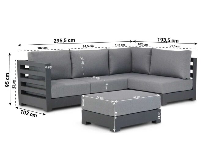 Santika Furniture Phantom hoek loungeset 5-delig – Grijs-antraciet