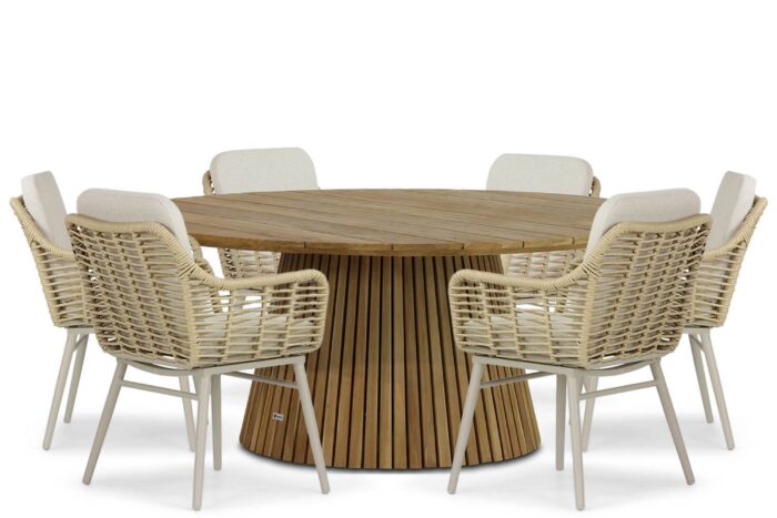 Coco Antoni/Fungo 180 cm dining tuinset 7-delig – Taupe-naturel-bruin